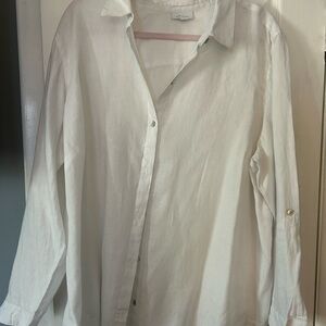 J. Jill White Blouse Relaxed Fit Long Sleeves